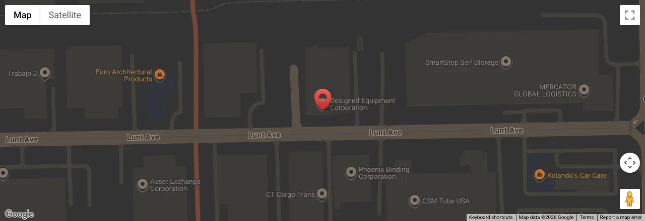 Map of Lunt Ave in Elk Grove Village with Designed Equipment Corporation marked